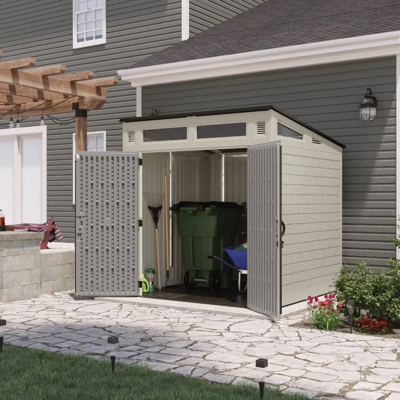 Abri De Jardin Polyéthylène 25mm Gris Clair 4,88m² Modern + Plancher - SUNCAST 4 Abri De Jardin Polyéthylène 25mm Gris Clair 4,88m² Modern + Plancher - SUNCAST – Image 2