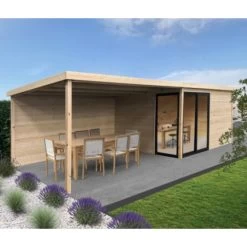 Abri De Jardin Tavira 26m² En Bois Massif 28mm Avec Terrasse Couverte - SOLID