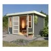 Abri De Jardin Toit Plat 6,55m² Bois Gris 19mm Mühlendorf 4 - Karibu -Jardin Abris Magasin abri de jardin toit plat 655m en bois vitrifie gris 19mm muhlendorf karibu