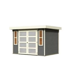 Abri De Jardin Toit Plat 6,55m² Bois Gris 19mm Mühlendorf 4 - Karibu -Jardin Abris Magasin abri de jardin toit plat 655m en bois vitrifie gris 19mm muhlendorf karibu 2