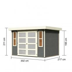 Abri De Jardin Toit Plat 6,55m² Bois Gris 19mm Mühlendorf 4 - Karibu -Jardin Abris Magasin abri de jardin toit plat 655m en bois vitrifie gris 19mm muhlendorf karibu 3