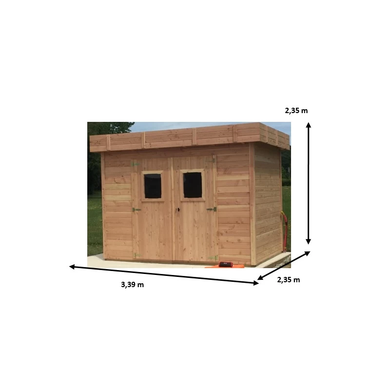 Abri Toit Plat DINAN 7,97m² Madriers Douglas 28mm + Couverture Bac Acier - HABRITA 4 Abri Toit Plat DINAN 7,97m² Madriers Douglas 28mm + Couverture Bac Acier - HABRITA – Image 2