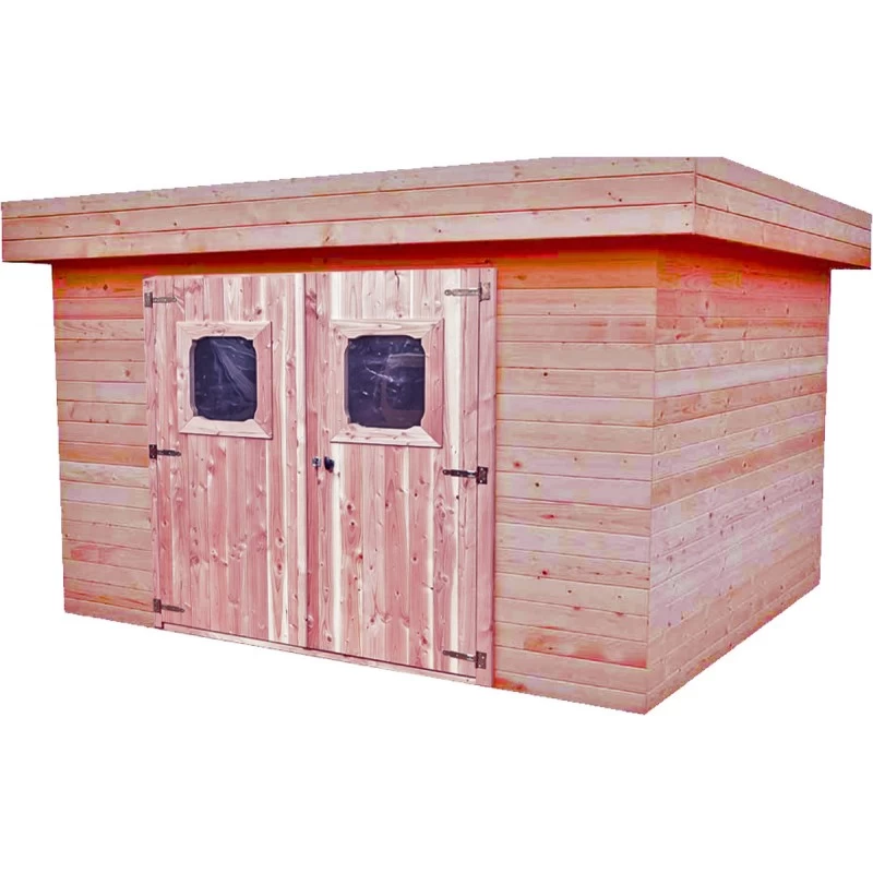 Abri Toit Plat DINAN 7,97m² Madriers Douglas 28mm + Couverture Bac Acier - HABRITA 3 Abri Toit Plat DINAN 7,97m² Madriers Douglas 28mm + Couverture Bac Acier - HABRITA