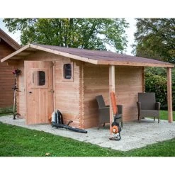 Abri Bois DOMMAR 17,20m² En Madriers Douglas 28mm Avec Bûcher + Couverture Onduline - HABRITA 12 Abri Bois DOMMAR 17,20m² En Madriers Douglas 28mm Avec Bûcher + Couverture Onduline - HABRITA -Jardin Abris Magasin abri dommar 1720m en madriers douglas 28mm avec bucher habrita 4