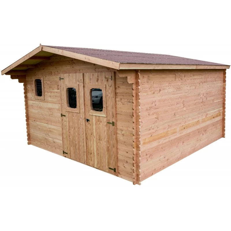 Abri En Bois De Douglas DOMMAR 18,90m² Madriers 28mm + Couverture Onduline - HABRITA 4 Abri En Bois De Douglas DOMMAR 18,90m² Madriers 28mm + Couverture Onduline - HABRITA – Image 2