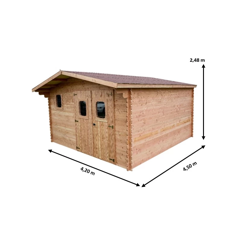 Abri En Bois De Douglas DOMMAR 18,90m² Madriers 28mm + Couverture Onduline - HABRITA 5 Abri En Bois De Douglas DOMMAR 18,90m² Madriers 28mm + Couverture Onduline - HABRITA – Image 3