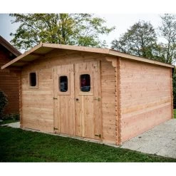 Abri En Bois De Douglas DOMMAR 18,90m² Madriers 28mm + Couverture Onduline - HABRITA