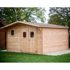 Abri En Madriers Douglas 28mm DOMMAR 23,14m² + Couverture Onduline - HABRITA