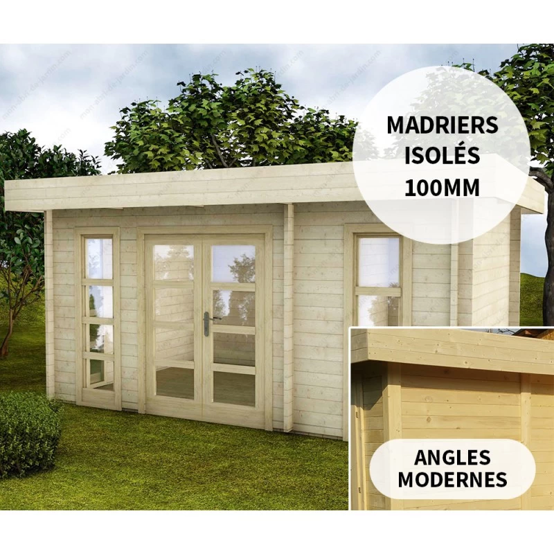 Abri En Bois Massif 15m² Avec Isolation 100mm MODERNE Gardy Shelter 3 Abri En Bois Massif 15m² Avec Isolation 100mm MODERNE Gardy Shelter