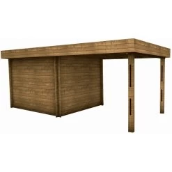 Abri En Bois Massif 9m² MODERNE Traité Marron + Terrasse Gardy Shelter -Jardin Abris Magasin abri en bois massif 9m moderne traite marron terrasse gardy shelter 2