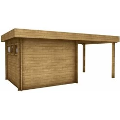 Abri En Bois Massif 9m² MODERNE Traité Marron + Terrasse Gardy Shelter -Jardin Abris Magasin abri en bois massif 9m moderne traite marron terrasse gardy shelter 3