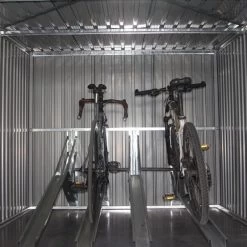 Abri Pour 4 Vélos En Acier Galvanisé Gris Avec Rails De Rangement 4,02m² - Chalet Et Jardin -Jardin Abris Magasin abri pour 4 velos en acier galvanise gris avec rails de rangement 402m chalet et jardin 4