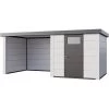 Abri Telluria Eleganto Lounge 2424 Blanc 12,5m² Avec Extension Gauche - Telluria -Jardin Abris Magasin abri telluria eleganto lounge 2424 en acier galvanise gris anthracite 125m avec extension gauche
