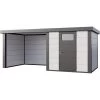 Abri Telluria Eleganto Lounge 2424 Gris Blanc 12,5m² Avec Extension Gauche - Telluria -Jardin Abris Magasin abri telluria eleganto lounge 2424 en acier galvanise gris blanc 125m avec extension gauche