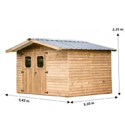 Abri Therma 10,60m² En Bois Thermo Traité Et Toit En Acier HABRITA -Jardin Abris Magasin abri therma 1033m en bois thermo traite et toit en acier habrita 2