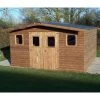 Abri Thermabri 15,14m² En Bois Thermo Traité Toiture En Acier HABRITA -Jardin Abris Magasin abri thermabri 1514m en bois thermo traite toiture en acier habrita