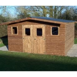 Abri Thermabri 15,14m² En Bois Thermo Traité Toiture En Acier HABRITA