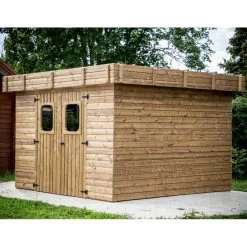 Abri Thizy 11,53m² En Bois Thermo Traité Et Toiture En Acier HABRITA -Jardin Abris Magasin abri thizy 1153m en bois thermo traite et toit en acier habrita 5