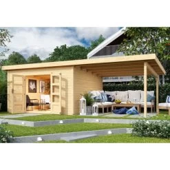 Abri Toit Plat 13,60m² Bois Massif 40mm Northeim 5 Avec Appentis 330cm – Karibu -Jardin Abris Magasin abri toit plat 1360m bois massif 40mm northeim 5 avec appentis 330cm woodfeeling 5