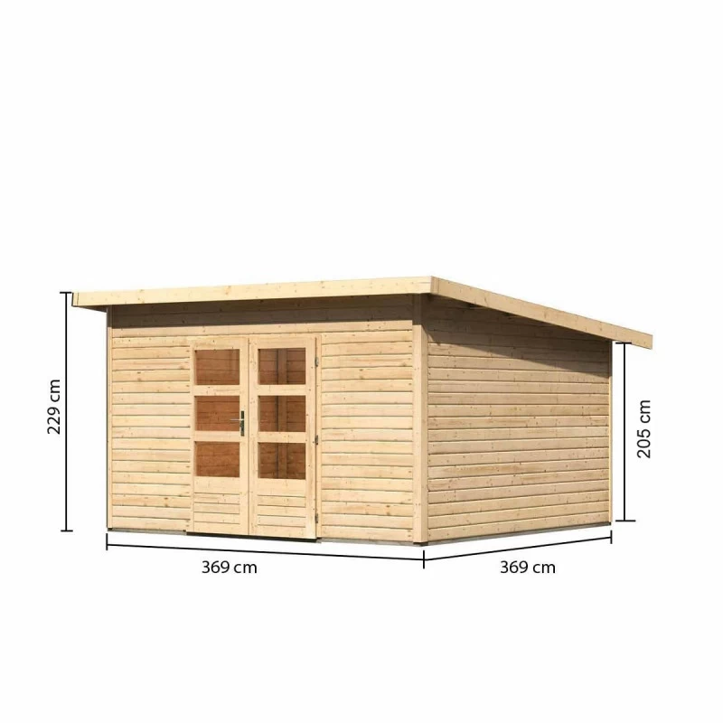 Abri Toit Plat 13,60m² Bois Massif 40mm Northeim 5 – Karibu 4 Abri Toit Plat 13,60m² Bois Massif 40mm Northeim 5 – Karibu – Image 2
