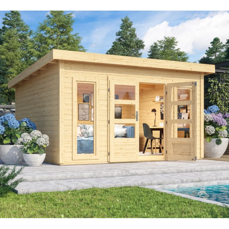 Abri Toit Plat 13,60m² Bois Massif 40mm Northeim 5 – Karibu 5 Abri Toit Plat 13,60m² Bois Massif 40mm Northeim 5 – Karibu – Image 3