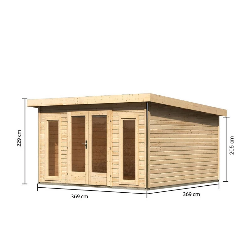 Abri Toit Plat 13,60m² Bois Massif 40mm Radeburg 3 – Karibu 4 Abri Toit Plat 13,60m² Bois Massif 40mm Radeburg 3 – Karibu – Image 2