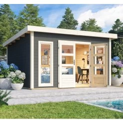 Abri Toit Plat 13,60m² Bois Massif Gris Terre 40mm Northeim 5 – Karibu 10 Abri Toit Plat 13,60m² Bois Massif Gris Terre 40mm Northeim 5 – Karibu -Jardin Abris Magasin abri toit plat 1360m bois massif gris terre 40mm northeim 5 woodfeeling 2