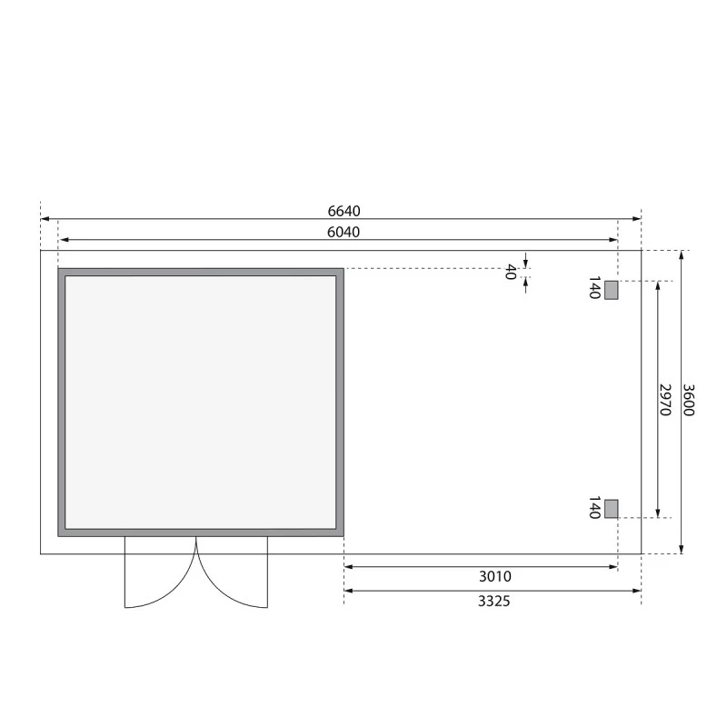Abri Toit Plat 9,55m² Bois Massif 40mm Northeim 3 Avec Appentis 330cm – Karibu 5 Abri Toit Plat 9,55m² Bois Massif 40mm Northeim 3 Avec Appentis 330cm – Karibu – Image 3