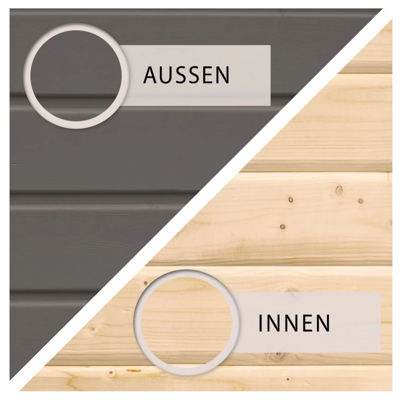 Abri Toit Plat 9,55m² Bois Massif Gris Terre 40mm Northeim 3 Avec Appentis 330cm Et Paroi Arrière – Karibu 6 Abri Toit Plat 9,55m² Bois Massif Gris Terre 40mm Northeim 3 Avec Appentis 330cm Et Paroi Arrière – Karibu – Image 4