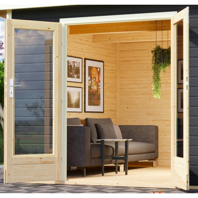 Abri Toit Plat 9,55m² Bois Massif Gris Terre 40mm Radeburg 1 – Karibu 8 Abri Toit Plat 9,55m² Bois Massif Gris Terre 40mm Radeburg 1 – Karibu – Image 6