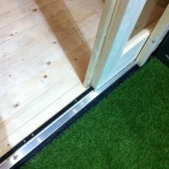 Abri Toit Plat En Bois Massif 19mm Qubic 6,05m² + Appentis 5,6m² Gris Terre - Karibu -Jardin Abris Magasin abri toit plat en bois massif 19mm qubic 605m appentis 56m gris terre karibu 4