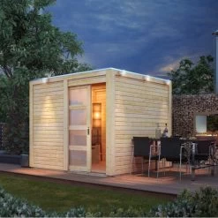 Abri Toit Plat En Bois Massif 19mm Qubic 6,05m² - Karibu 10 Abri Toit Plat En Bois Massif 19mm Qubic 6,05m² - Karibu -Jardin Abris Magasin abri toit plat qubic de 605m en bois massif 19mm karibu 2