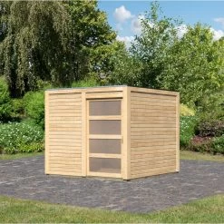 Abri Toit Plat En Bois Massif 19mm Qubic 6,05m² - Karibu 11 Abri Toit Plat En Bois Massif 19mm Qubic 6,05m² - Karibu -Jardin Abris Magasin abri toit plat qubic de 605m en bois massif 19mm karibu 3