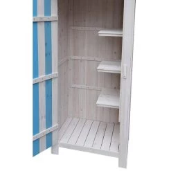 Armoire De Jardin En Bois Lasuré Bleu Et Blanc 0,41m² - Habrita -Jardin Abris Magasin armoire de jardin en bois lasure bleu et blanc 041m habrita 4