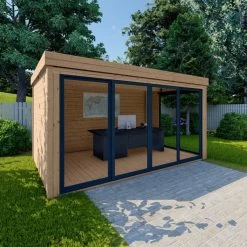 Bureau De Jardin En Bois Massif 11,8m² - Madriers 40mm Traités Teinté Marron Gardy Shelter -Jardin Abris Magasin bureau de jardin en bois massif 118m madriers 40mm traites teinte marron gardy shelter 2