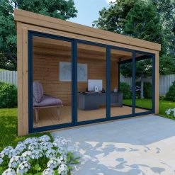 Bureau De Jardin En Bois Massif 11,8m² - Madriers 40mm Traités Teinté Marron Gardy Shelter -Jardin Abris Magasin bureau de jardin en bois massif 118m madriers 40mm traites teinte marron gardy shelter 4