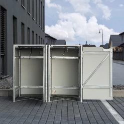 Cache-poubelle 2 Compartiments Müllbox En Aluminium Gris 2x240L – HIDE -Jardin Abris Magasin cache poubelle 2 compartiments mullbox en aluminium gris 2x240l hide 3