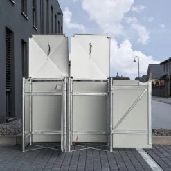 Cache-poubelle 2 Compartiments Müllbox En Aluminium Gris 2x240L – HIDE -Jardin Abris Magasin cache poubelle 2 compartiments mullbox en aluminium gris 2x240l hide 4