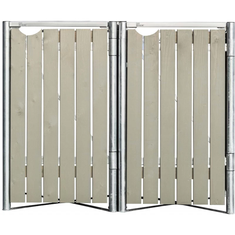 Cache-poubelle 2 Compartiments Müllbox En Bois Traité Gris 2x140L – HIDE 4 Cache-poubelle 2 Compartiments Müllbox En Bois Traité Gris 2x140L – HIDE – Image 2