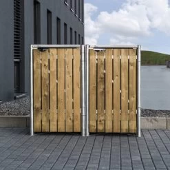 Cache-poubelle 2 Compartiments Müllbox En Bois Traité Naturel 2x140L – HIDE -Jardin Abris Magasin cache poubelle 2 compartiments mullbox en bois traite naturel 2x140l hide 3