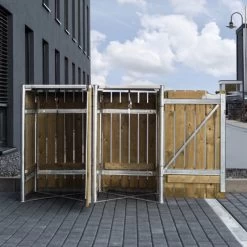 Cache-poubelle 2 Compartiments Müllbox En Bois Traité Naturel 2x140L – HIDE -Jardin Abris Magasin cache poubelle 2 compartiments mullbox en bois traite naturel 2x140l hide 4