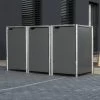 Cache-poubelle 3 Compartiments Müllbox En Aluminium Gris 3x140L – HIDE -Jardin Abris Magasin cache poubelle 3 compartiments mullbox en aluminium gris 3x140l hide
