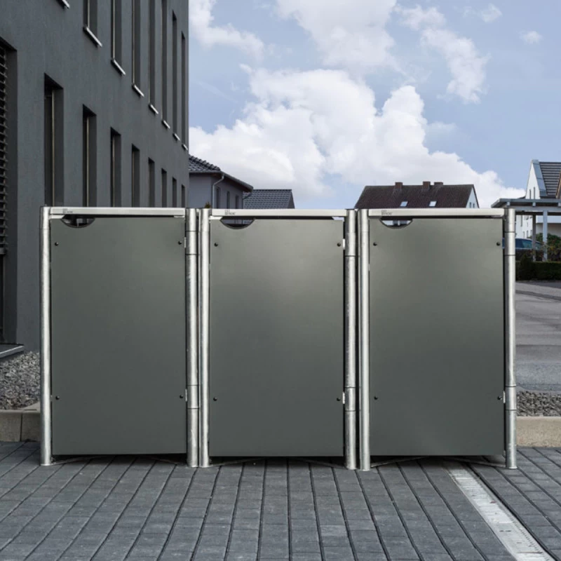 Cache-poubelle 3 Compartiments Müllbox En Aluminium Gris 3x140L – HIDE 5 Cache-poubelle 3 Compartiments Müllbox En Aluminium Gris 3x140L – HIDE – Image 3