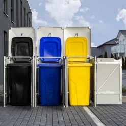 Cache-poubelle 3 Compartiments Müllbox En Aluminium Gris 3x140L – HIDE 13 Cache-poubelle 3 Compartiments Müllbox En Aluminium Gris 3x140L – HIDE -Jardin Abris Magasin cache poubelle 3 compartiments mullbox en aluminium gris 3x140l hide 5