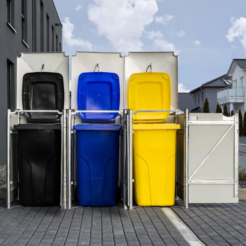 Cache-poubelle 3 Compartiments Müllbox En Aluminium Gris 3x140L – HIDE 8 Cache-poubelle 3 Compartiments Müllbox En Aluminium Gris 3x140L – HIDE – Image 6