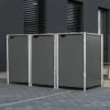 Cache-poubelle 3 Compartiments Müllbox En Aluminium Gris 3x240L – HIDE -Jardin Abris Magasin cache poubelle 3 compartiments mullbox en aluminium gris 3x240l hide