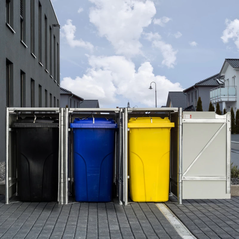 Cache-poubelle 3 Compartiments Müllbox En Aluminium Noir 3x140L – HIDE 8 Cache-poubelle 3 Compartiments Müllbox En Aluminium Noir 3x140L – HIDE – Image 6