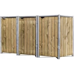 Cache-poubelle 3 Compartiments Müllbox En Bois Traité Naturel 3x240L – HIDE -Jardin Abris Magasin cache poubelle 3 compartiments mullbox en bois traite naturel 3x240l hide 2