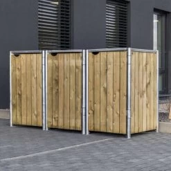 Cache-poubelle 3 Compartiments Müllbox En Bois Traité Naturel 3x240L – HIDE -Jardin Abris Magasin cache poubelle 3 compartiments mullbox en bois traite naturel 3x240l hide 3
