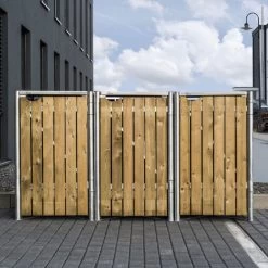 Cache-poubelle 3 Compartiments Müllbox En Bois Traité Naturel 3x240L – HIDE -Jardin Abris Magasin cache poubelle 3 compartiments mullbox en bois traite naturel 3x240l hide 5